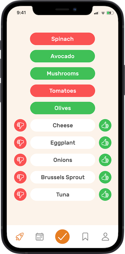 I phone
preferences selection screen